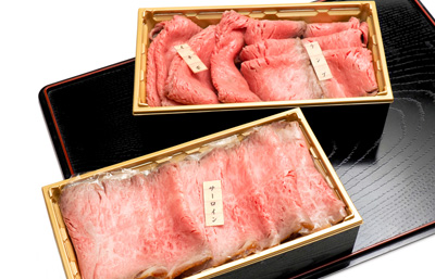 サーロイン・ランプ・イチボローストビーフ三種盛の二段重